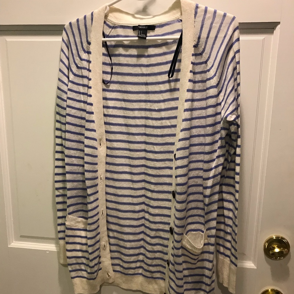 Blue and white stripped cardigan